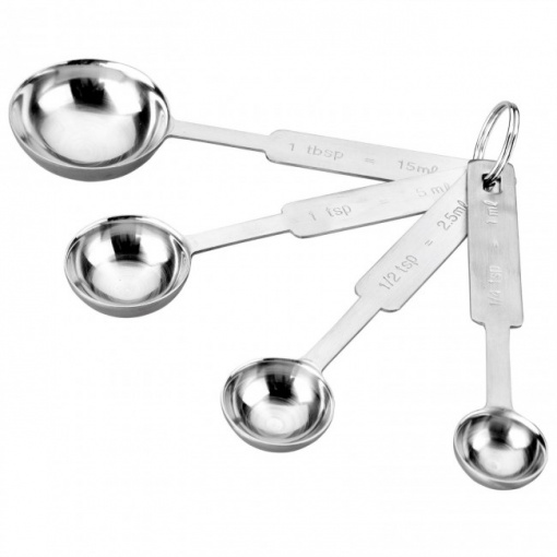Set 4 cupe inox pentru masurare ingrediente bucatarie-1,5-2ml-5ml-15ml-Ibili