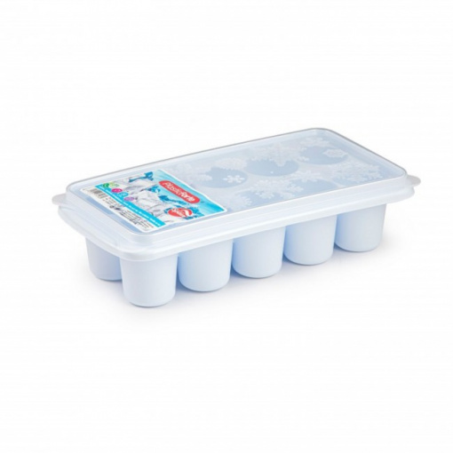 Tava pentru 10 cuburi de gheata, XXL, cu capac, plastic, 13 x 26 x 7 cm, Oslo, Happymax