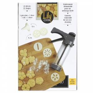 Aparat tip pistol pentru biscuiti si ornare patiserie, 22 accesorii, Happymax