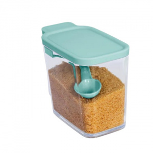 Cutie cu capac si lingurita, pentru depozitare zahar sau cafea, 7,2 x 13,5 x 9,8, verde, Happymax