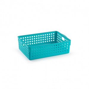 Cutie depozitare, cu manere, 20 x 29 x 8,5 cm, albastru, Atlas no. 3, cutie depozitare, cutie depozitare plastic, cutie depozitare baie, cutie depozitare bucatarie