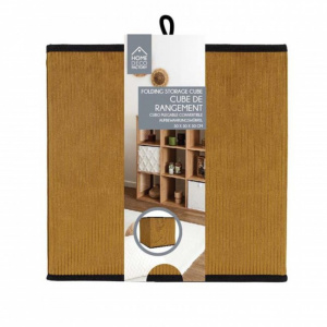 Cutie depozitare pliabila, tip cub, Giulia, textura velur, 30x30x30 cm, ocru, Happymax