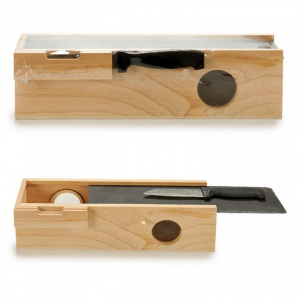 Cutie lemn, capac ardezie pentru depozitare salamuri 30 x 9,5 x 8 cm