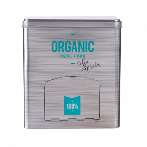 Cutie metalica pentru capsule cafea, 16,1 x 9 x 18 cm, gri