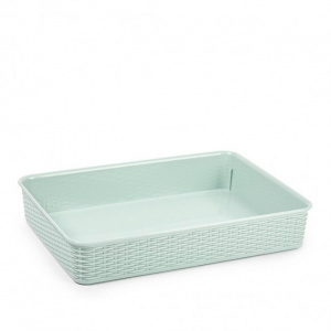 Cutie plastic, 35,5 x 26,5 x 6,5  cm, verde, model rachita, Happymax, Cos depozitare plastic Organizator depozitare plastic Cutie depozitare plastic Containere organizare plastic Cos depozitare vernil Depozitare aerata plastica Cutie depozitare dimensiuni