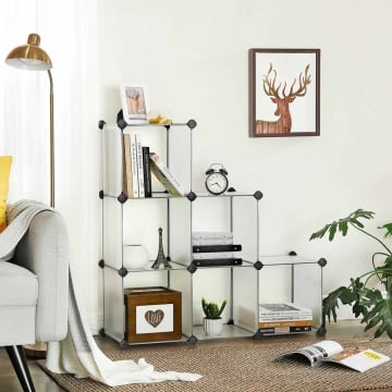 Etajera cubica ajustabila modulara pentru organizare, 6 cuburi, 93x31x93 cm. Dulap modular cuburi