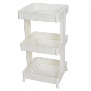 Etajera mobila cu roti, tip carucior, 3 rafturi, alb, 39 x 36 x H 75 cm Carucior ingust pentru depozitare in baie si bucatarie, Rafturi din plastic cu roti pentru depozitare in bucatarie si baie. Etajera cu roti si 3  polite depozitare