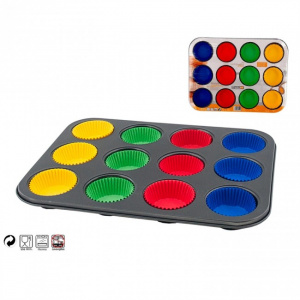 Forma de copt pentru 12 briose+forme hartie 35x26 cm