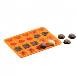 Forma de silicon modele diverse HAPPYMAX.RO , Forma praline, Orion, Silicon, 20 compartimente, Portocaliu
