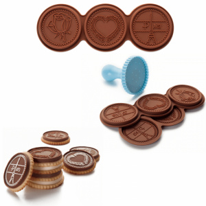 Kit forme silicon+decupator biscuiti ciocolata-Ibili