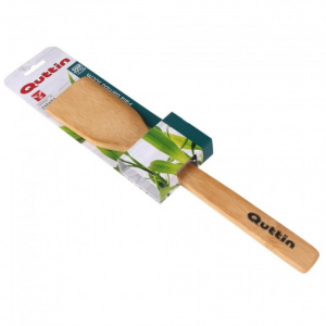 Lingura de gatit perforata din lemn de bambus 33 cm-Quttin, Lingura dreapta din lemn bambus cu orificii-Quttin Set 2 buc. lingura lemn, lingura de lemn, linguri de lemn simple,Lingura dreapta lemn bambus pentru amestecat, Lingura de lemn pentru amestecat,