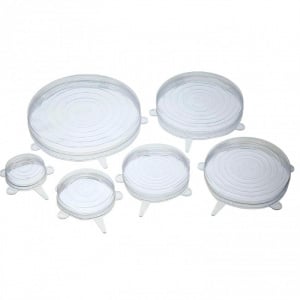 Set 6 capace de silicon flexibil, ajustabile, capace silicon reutilizabile, capace universale din silicon, capace flexibile silicon, set 6 capace din silicon flexibil