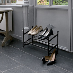 Suport de pantofi extensibil, 2 rafturi, negru Stilito