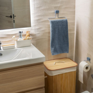 Suport de perete pentru prosoape, fixare autoadeziv, otel+ABS, waterproof, 25,5x14xH6,5 cm, Grena