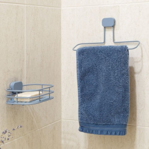 Suport de perete pentru prosoape, fixare autoadeziv, otel+ABS, waterproof, 25,5x14xH6,5 cm, Grena