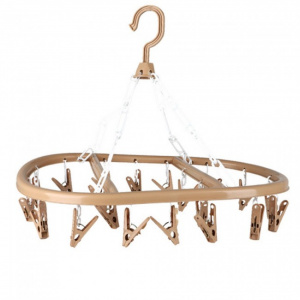 Uscator de rufe cu 20 carlige, oval, 32x42 cm, bej