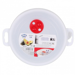 Vas de plastic cu capac pentru microunde, 19x10cm, 1,8 litri Caserola cuptor microunde, rotund, 1.8 l,  vase pentru microunde, vase speciale pentru cuptorul cu microunde, bol plastic pentru microunde, recipient microunde pentru gatirea rapida, recipient p