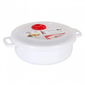 Vas de plastic cu capac pentru microunde, 19x7cm, 1,5 litri, Caserola cuptor microunde, rotund, 1.8 l,  vase pentru microunde, vase speciale pentru cuptorul cu microunde, bol plastic pentru microunde, recipient microunde pentru gatirea rapida,