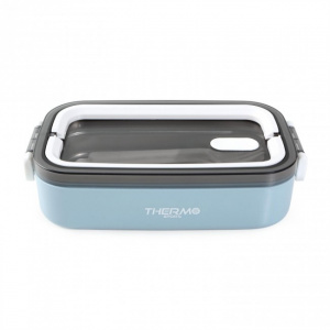 Cutie de pranz termoizolanta cu supapa, 700 ml, interior inox, Happymax, albastru, vas termoizolant pentru mancare, caserola inox cu capac, caserole termice mancare, caserola termos pentru mancare, cutie alimentara inox, termos pentru alimente,recipient t