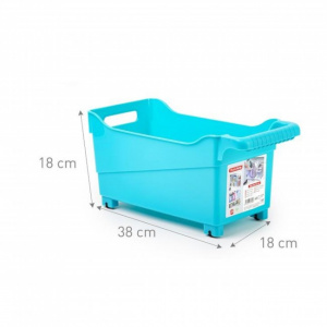Cutie depozitare cu role, 38 x 18 x 18 cm, albastru, Happymax , cutie depozitare cu roti, cutie depozitare cu role, cutie depozitare plastic cu roti, cutie depozitare jucarii cu roti