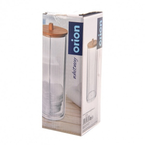 Cutie dischete demachiante, cu capac lemn de bambus, 17,5 x 7 cm, happymax.ro, organizator dischete demachiante, organizator discuri demachiante, organizator cosmetice, recipient dischete demachiante pentru baie