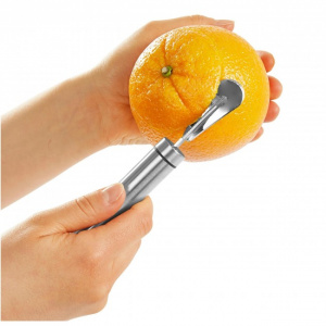 Decojitor inox pentru portocale, 2x17,3 cm, Happymax, Decojitor portocale, Decojitor citrice inox, Decojitor fructe, Instrument decojit portocale, Decojitor citrice profesionist, Decojitor fructe inox, Decojitor citrice durabil, Decojitor portocale rezist