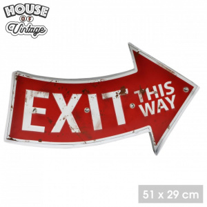 Decoratiune metalica de perete cu leduri, vintage, model indicator Exit, 51x29x5 cm, Happymax, Happymax, Happymax, cadou decorativ pentru cafenele, locuinte, restaurante, bistrouri. Placa metalica decorativa, Placa metalica cu design, Placa metalica pentr