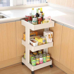 Etajera mobila cu roti, tip carucior, 3 rafturi, alb, 39 x 36 x H 75 cm Carucior ingust pentru depozitare in baie si bucatarie, Rafturi din plastic cu roti pentru depozitare in bucatarie si baie. Etajera cu roti si 3  polite depozitare