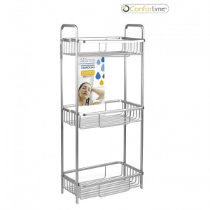 Mini etajera aluminiu pentru baie, 3 rafturi-Confortime, happymax.ro Mini etajera aluminiu, pentru baie, 3 rafturi, inaltime 65,5 cm x latime 29 cm x adancime 18 cm, Confortime,Mini etajera baie aluminiu, Etajera mica pentru baie, Raft aluminiu pentru spa