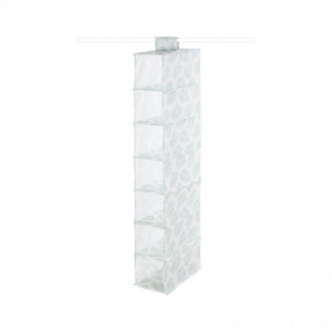 Organizator vertical textil, etajera suspendata 7 compartimente 105x30x15 cm-Palma, raft vertical flexibil cu 7 compartimente etajera materila textil, etajera textila, etajera verticala bara sifonier, etajera verticala pentru sifonier, organizatoare stend