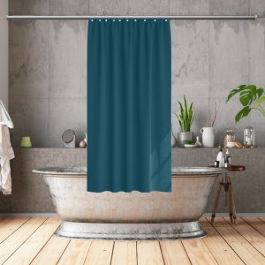 Perdea de dus textila, jacquard, 12 inele, 180 x h200 cm, Barneys, albastru