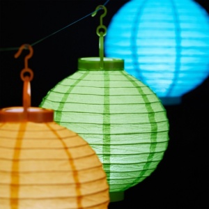 Set 10 Lampioane de gradina, lumina LED, plastic si hartie, multicolor, 20x24.5 cm, Relaxdays - Img 5