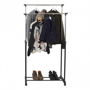 Stender haine dublu, cu spatiu pentru depozitare pantofi, dimensiuni 80x43x160 cm