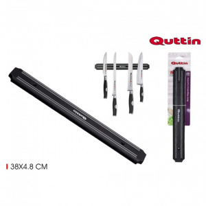Suport magnetic de perete pentru cutite 38 cm-Quttin, suport magnetic cutite, suport magnetic scule, bara magnetica de perete depozitare cutite, Suport magnetic pentru cutite Quttin 38 cm, Negru,Suport magnetic pentru cutite, Suport cu magnet pentru cutit