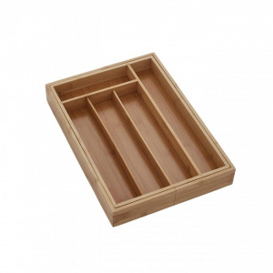Tava de tacamuri extensibila, bambus, 26-37x34x5cm. Organizator bambus pliabil si extensibil pentru sertare, 5- 7 compartimente