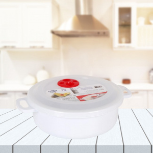 Vas de plastic cu capac pentru microunde, 19x7cm, 1,5 litri