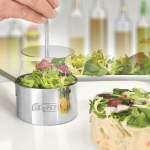 3 forme inox cerc cu presa pentru ornare aperitive-Ibili, Set 3 forme ornare Ibili, inox, rotunde+pasator