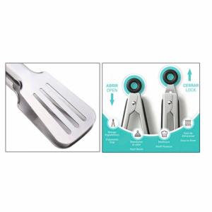 Cleste bucatarie, pentru servire, inox, 34,5 cm, Quttin. Cleste bucatarie inox, cleste servire cu capete nylon-26 cm, Ustensile bucatarie pentru servit,Cleste bucatarie, ustensila bucatarie, clesti gatit, accesorii culinare, clesti bucatarie inox, bucatar