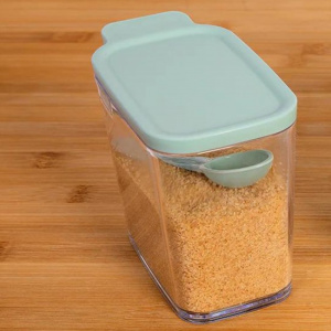 Cutie cu capac si lingurita, pentru depozitare zahar sau cafea, 7,2 x 13,5 x 9,8, verde, Happymax
