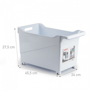 Cutie depozitare cu role 24 x 45 x 27,5 cm - Alb, cutie depozitare cu roti, cutie depozitare cu role, cutie depozitare plastic cu roti, cutie depozitare jucarii cu roti