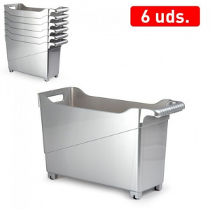 Cutie depozitare cu role -Argintiu, 	 Cutie depozitare, cu role, latime 17 x lungime 45 x inaltime 29 cm, argintiu, cutie depozitare cu roti, cutie depozitare cu role, cutie depozitare plastic cu roti, cutie depozitare jucarii cu roti