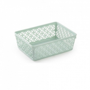 Cutie depozitare plastic, 18,2 x 13,2 x 6,5 cm,vernil, model dantelat, Happymax