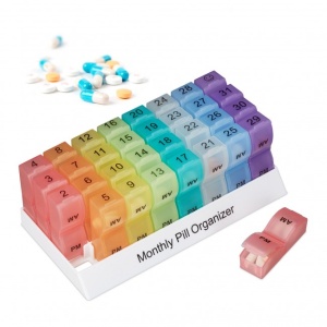 Cutie medicamente, 31 de zile x 2 compartimente, multicolor, 7 x 20 x 10 cm, Relaxdays - Img 2