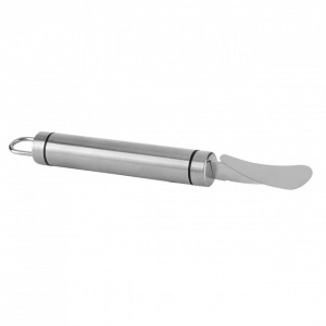 Decojitor inox pentru portocale, 2x17,3 cm, Happymax, Decojitor portocale, Decojitor citrice inox, Decojitor fructe, Instrument decojit portocale, Decojitor citrice profesionist, Decojitor fructe inox, Decojitor citrice durabil, Decojitor portocale rezist