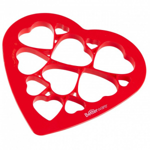 Decupator aluat, 25x25x1 cm, 11 inimi, Betterware, forma taiere aluat pentru 11 inimi mari si mici