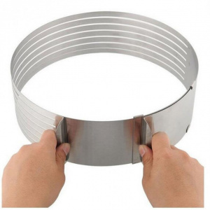 Forma extensibila cerc pentru feliere blat tort, inox, 24-30 cm, Happymax