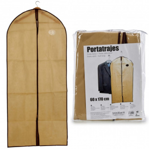 Husa protectie si depozitare haine pe umeras, bej 60x170 cm, bej