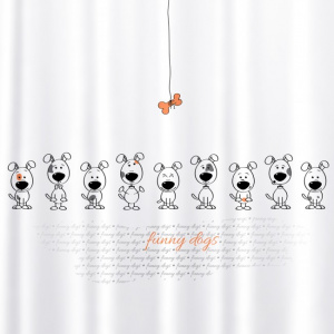 Perdea dus material textil, rezistenta la apa, antimucegai-Funny Dogs