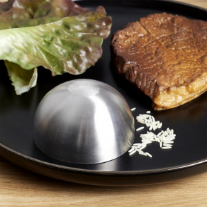 Semisfere inox prezentare si servire, forme prezentare mancare, inel decorare mancare, Set 4 domuri prezentare, Forme prezentare culinare