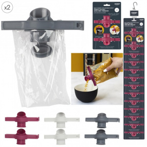 Set 2 clipsuri cu dop si capac pentru sigilare pungi alimentare, alb